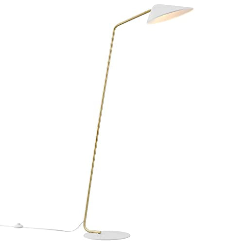Modway Journey Contemporary Metal Standing Floor Lamp in White/Satin Brass