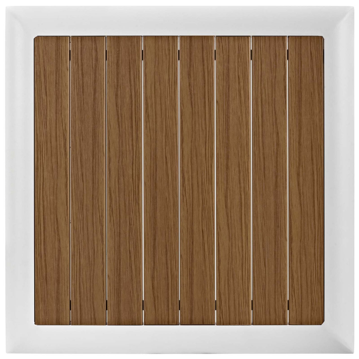 Modway Stance Outdoor Patio Contemporary Modern Wood Grain Aluminum Accent Side Table In White Natural