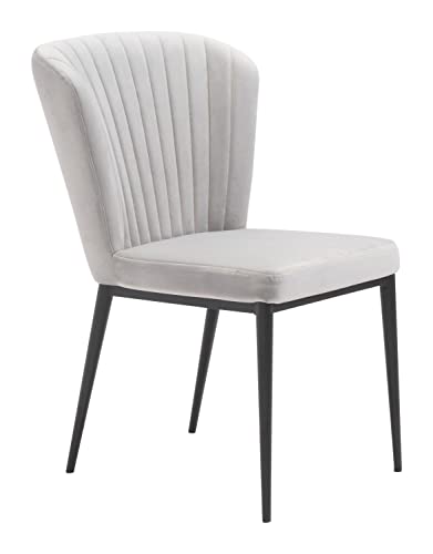 Zuo Modern Tolivere Dining Chair Set Steel, Foam, Velvet Fabric Gray, Black Indoor Weight Capacity 280 lbs Dimensions: 22.4" W x 23.6" D x 33.9" H Pack of 2