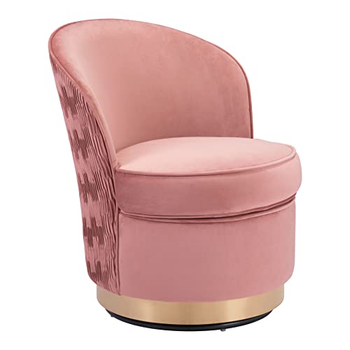 Zuo Modern - Zelda Accent Chair Pink - Modern - Seating - Birch Wood, Steel, Foam, 100% Polyester - Indoor - 28.3in Height