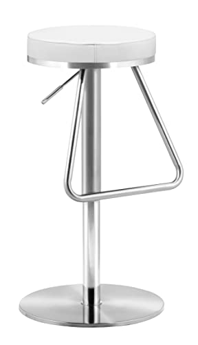 Zuo Modern - Soda Barstool White - Modern - Seating - Steel, Foam, 100% Polyurethane - Indoor - 31.1in Height