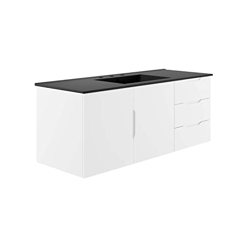 Modway Vitality 48" Single Sink Wall-Mount Bathroom Vanity in White Black