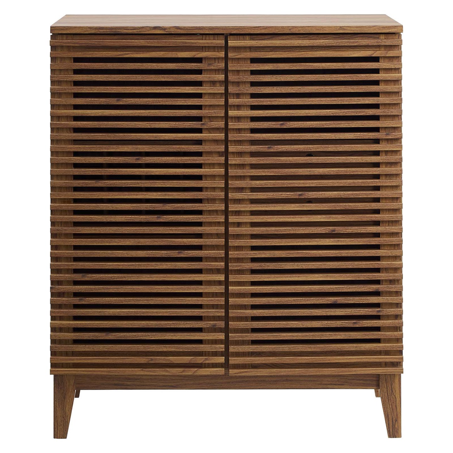 Modway Render Mid-Century Modern Bar with Wine Rack Storage Cabinet, Walnut