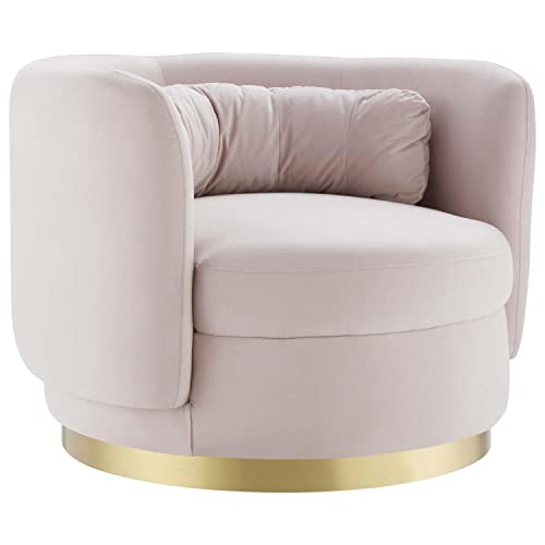 LSNN Modway Relish Velvet Swivel Chair with Gold Pink Finish EEI-4999-GLD-PNK