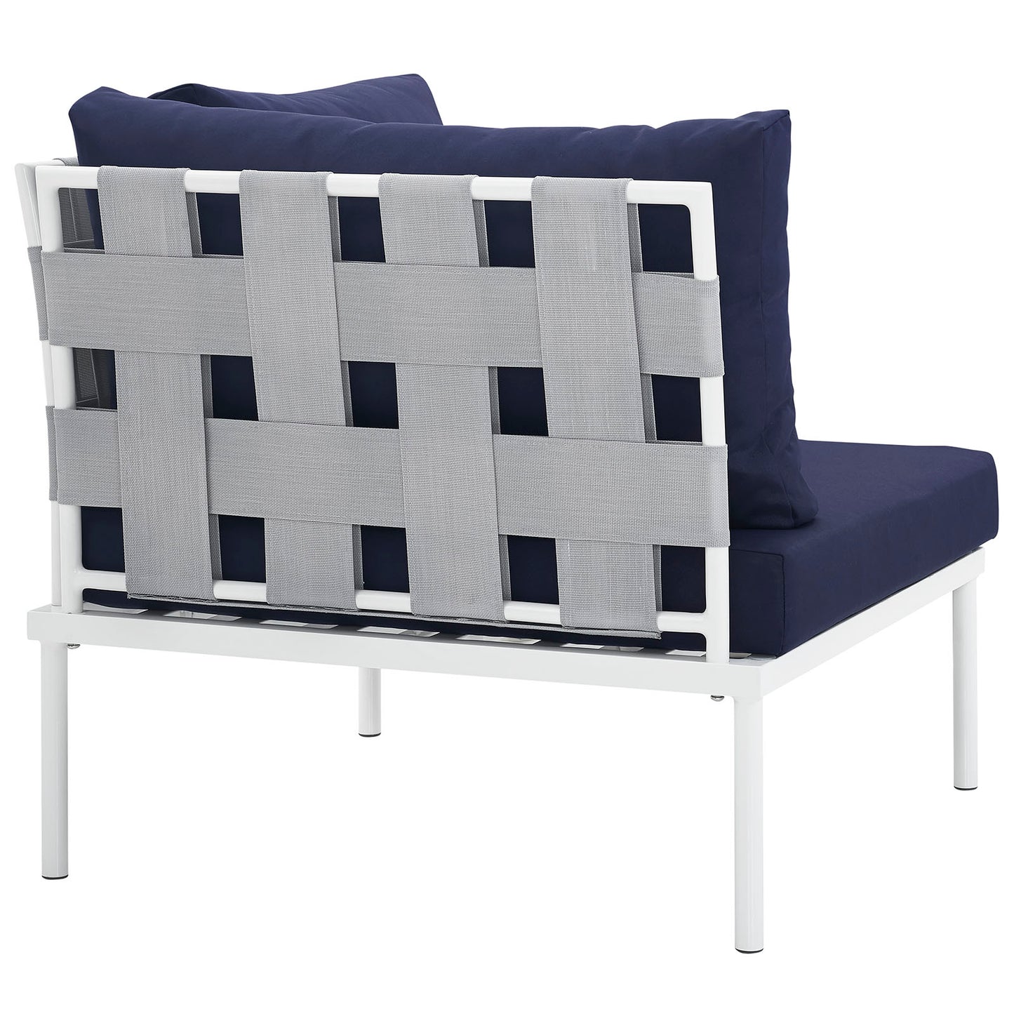 Modway EEI-2601-WHI-NAV MO-EEI-2601-WHI-NAV Harmony Outdoor Patio Aluminum, Corner Sofa, White Navy
