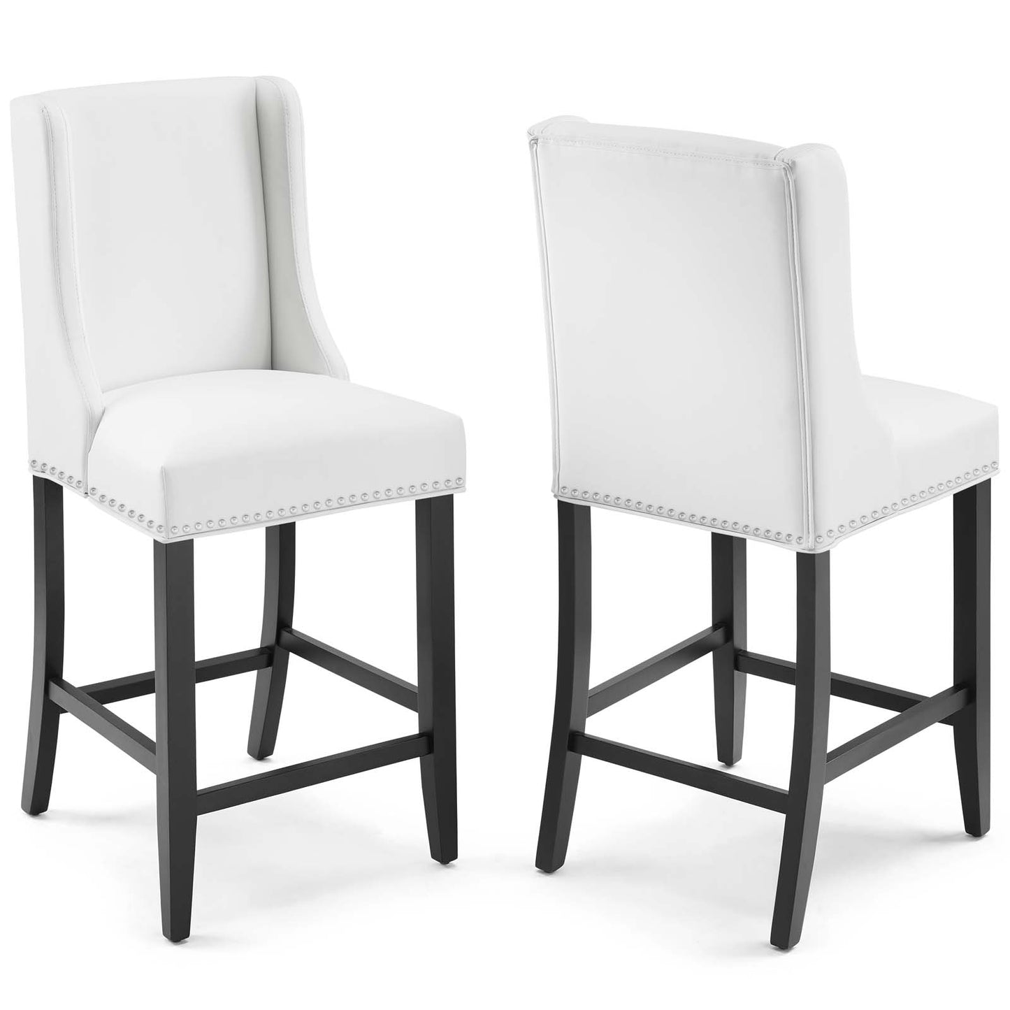 Modway Baron Faux Leather Counter Stool in White (Set of 2)
