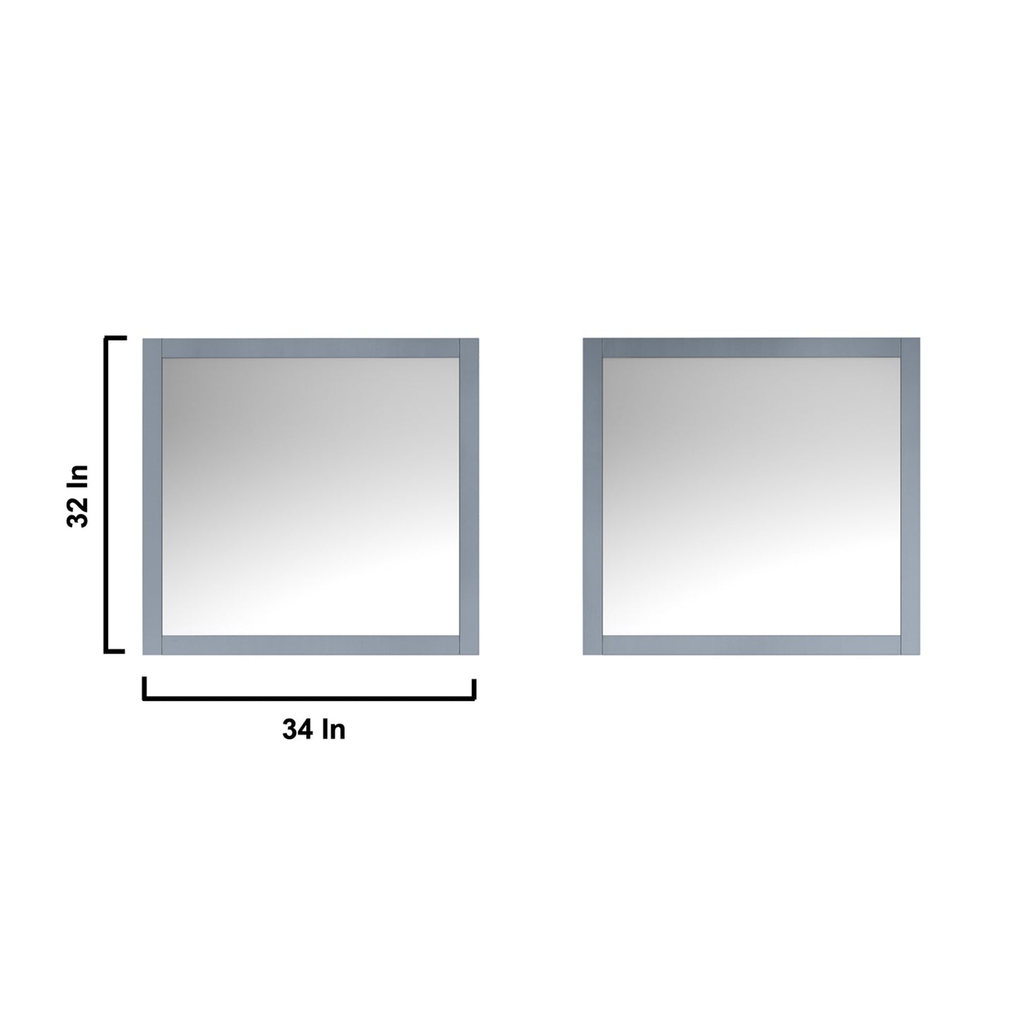 Jacques 84" Dark Grey Double Vanity, no Top and 34" Mirrors