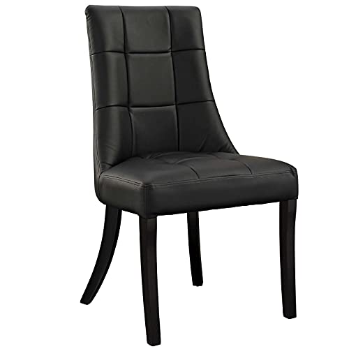 Modway Noblesse Modern Tufted Vegan Leather Upholstered Kitchen and Dining Room Chair in Black, One