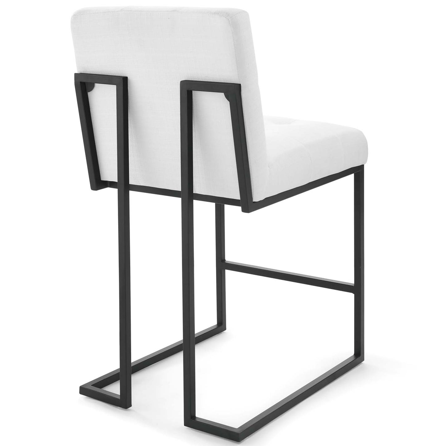 Modway Privy Stainless Steel Upholstered Fabric Counter Stool Set of 2, Black White
