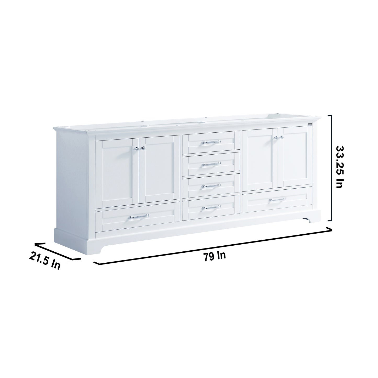 Dukes 80" White Vanity Cabinet Only