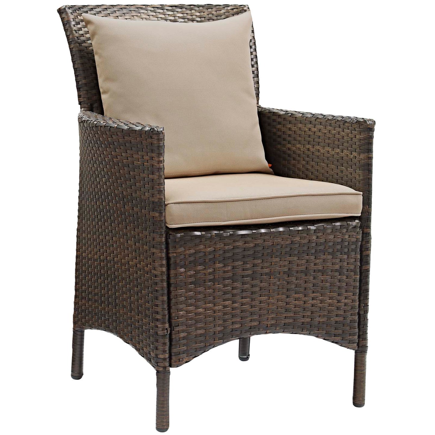 Modway Conduit Wicker Rattan Outdoor Patio Dining Arm Chair with Cushion