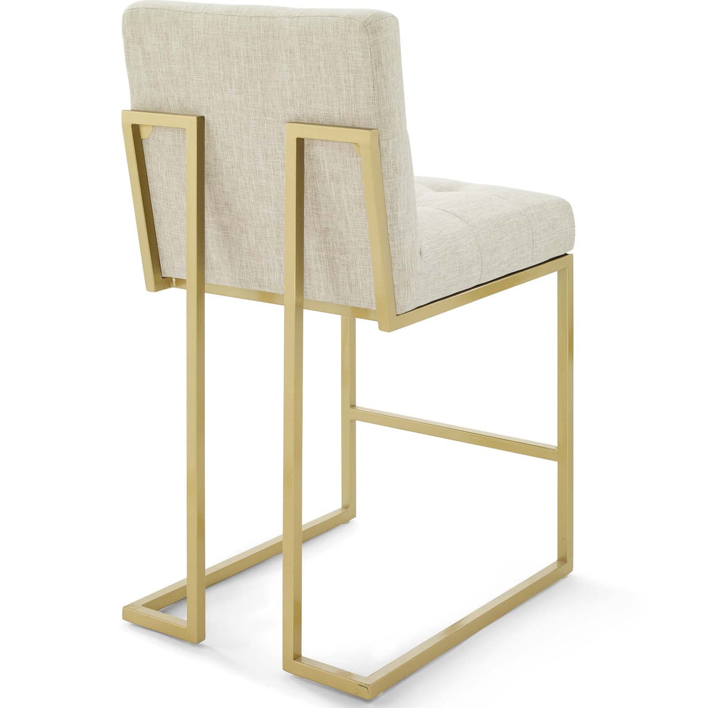 Modway Privy Stainless Steel Upholstered Fabric Counter Stool Set of 2, Gold Beige