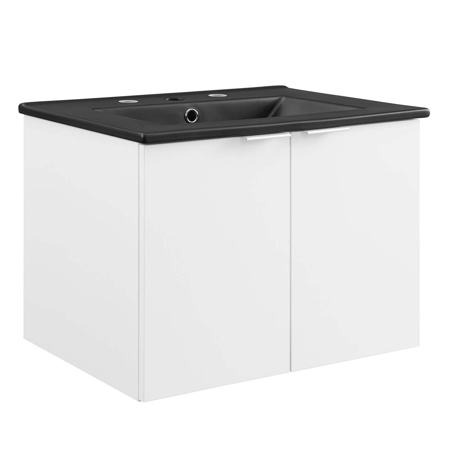 Modway Maybelle 24" Wall-Mount Bathroom Vanity in White Black