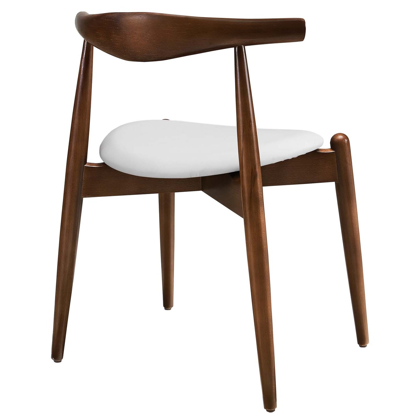 Modway Stalwart Mid-Century Modern Faux Leather Upholstered Four Dining Chairs in Dark Walnut White