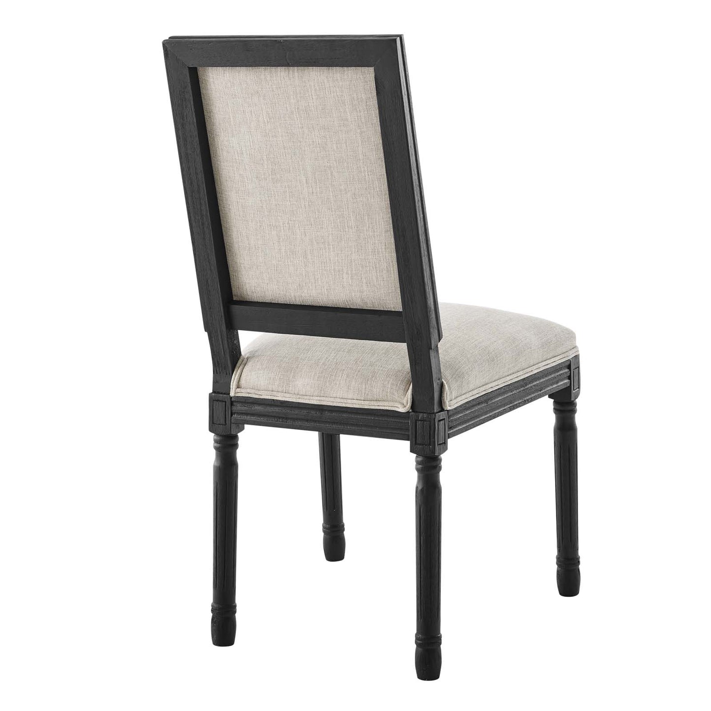 Modway Court French Vintage Upholstered Fabric Dining Chair in Black Beige