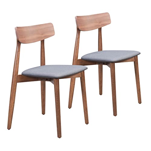 Zuo Modern Newman Dining Chair Set Rubber Wood, MDF, Walnut Veneer, Foam, Fabric Walnut, Dark Gray Indoor Weight Capacity 220 lbs Dimensions: 18.7" W x 18.3" D x 30.3" H Pack of 2