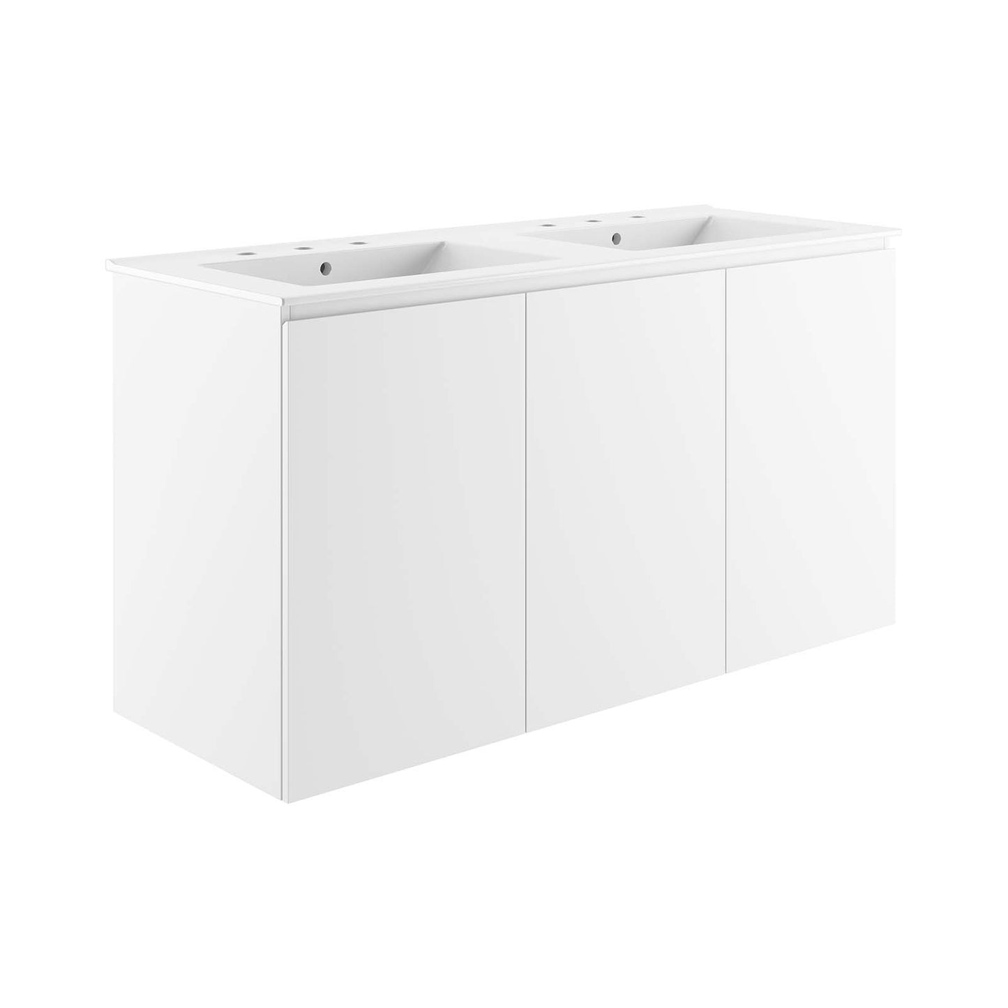 Modway White Bryn Wall-Mount Double Sink Bathroom Vanity EEI-5781-WHI-WHI