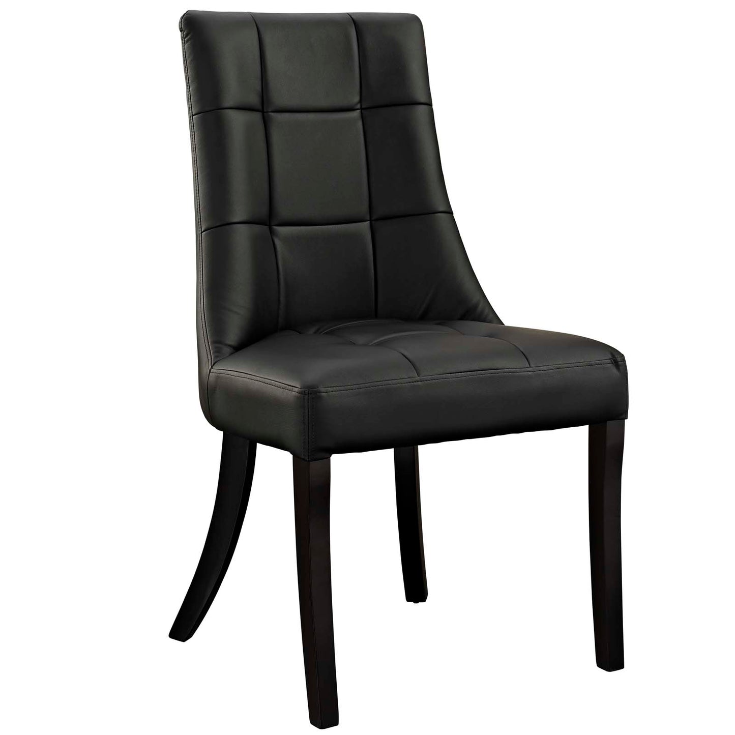 Modway Noblesse Modern Tufted Vegan Leather Upholstered Kitchen and Dining Room Chair in Black, One