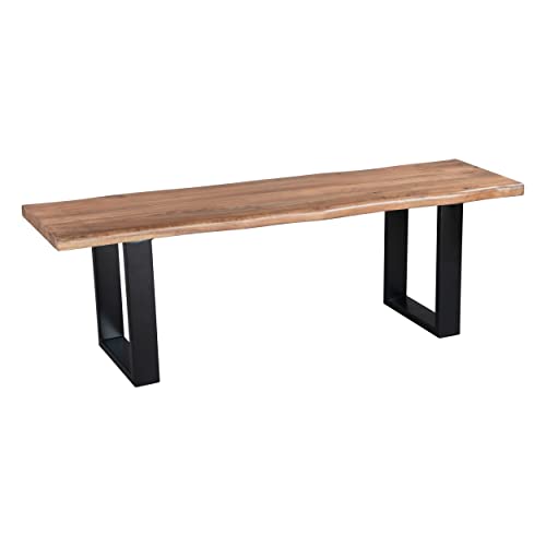 Zuo Modern - Louisa Bench Natural & Black - Modern - Seating - Iron, Acacia Wood - Indoor - 18.1in Height