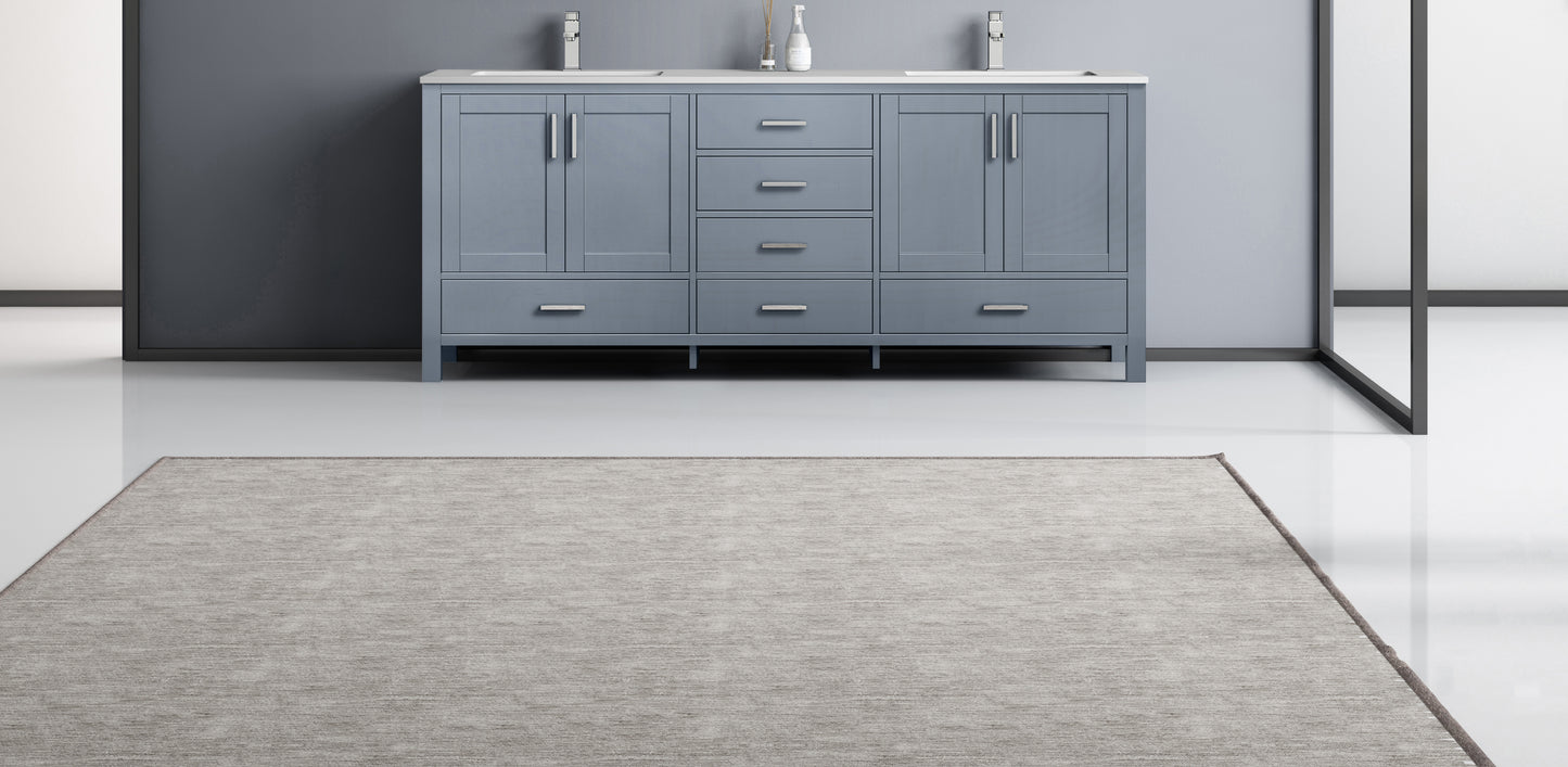 Jacques 80" Dark Grey Double Vanity, White Quartz Top, White Square Sinks and no Mirror