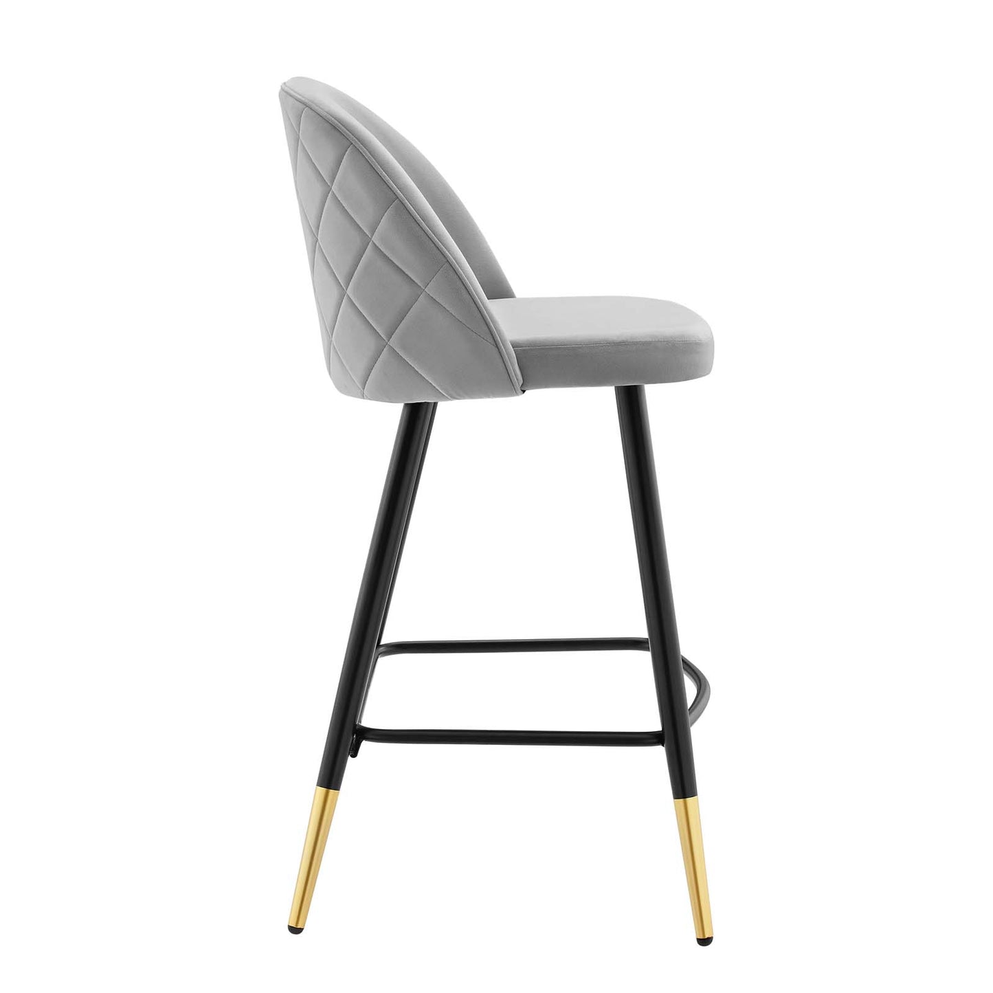 Modway Cordial Performance Velvet Dining Counter Stools in Light Gray - Set of 2