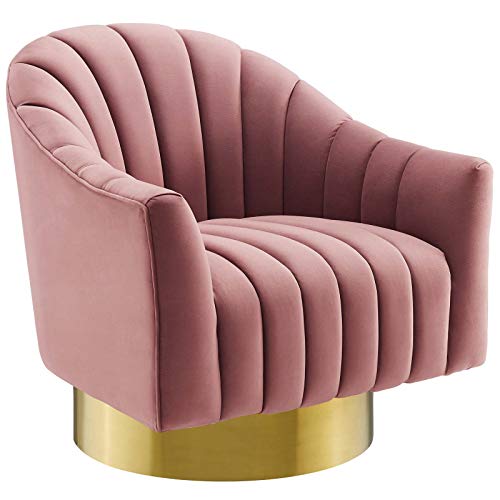 Modway EEI-3459-TEA Buoyant Vertical Channel Tufted Accent Lounge Performance Velvet Swivel Chair