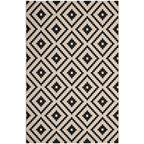 Modway R-1134A-912 Perplex Geometric Diamond Trellis 9x12 Indoor and Outdoor Area Rug, Black and Beige