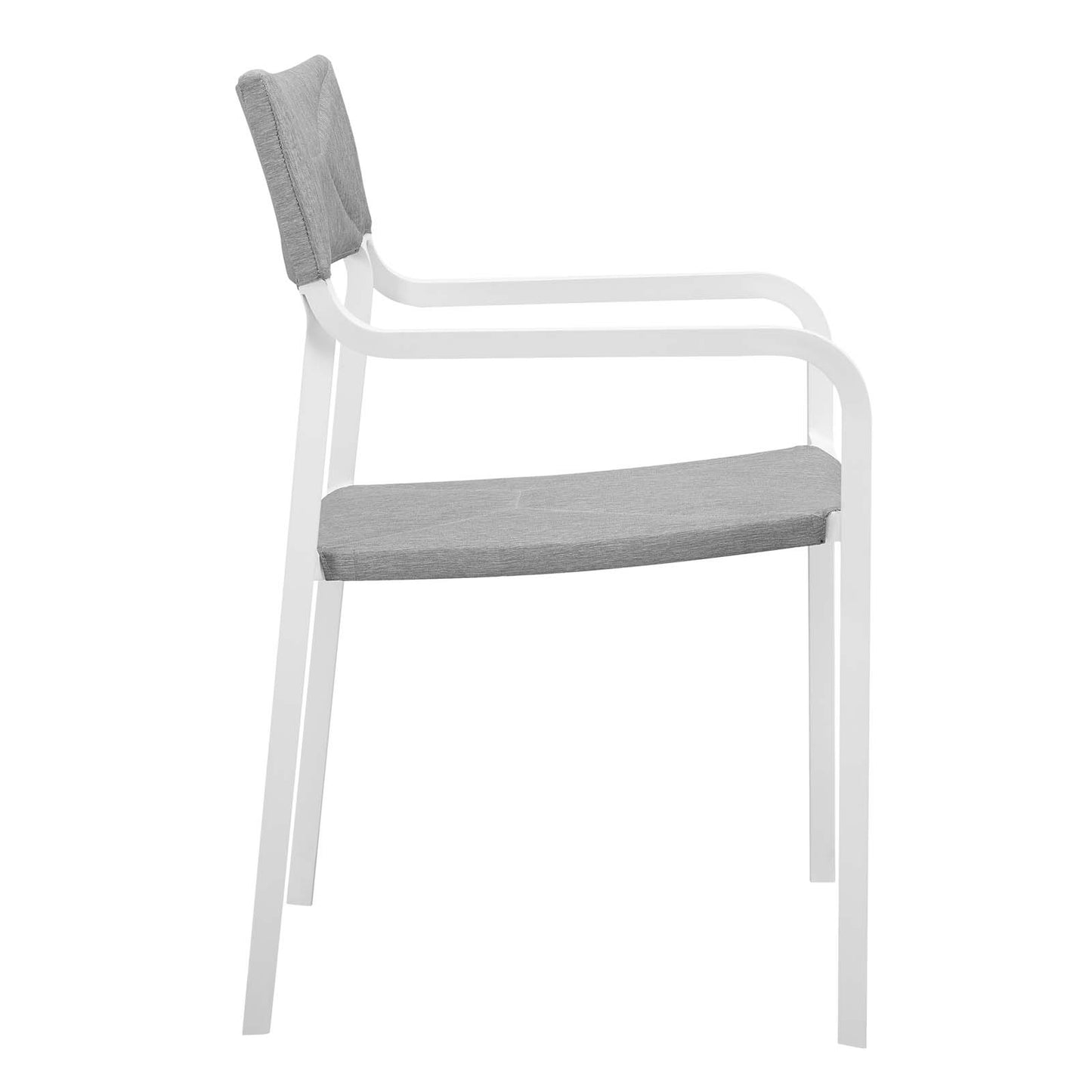 Modway Raleigh Stackable Patio Dining Armchair in White and Gray (Set of 2)