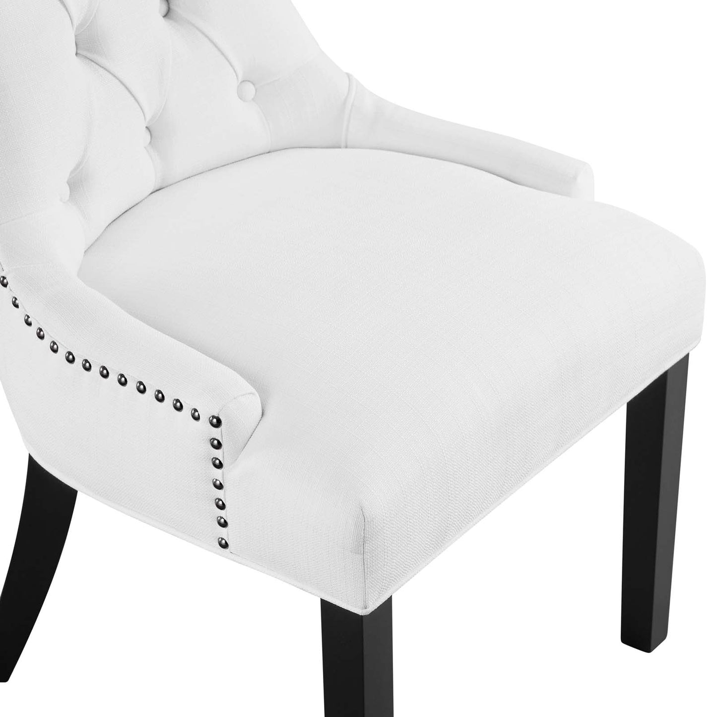 Modway Regent Modern Tufted Upholstered Fabric Two Dining Chairs with Nailhead Trim in White