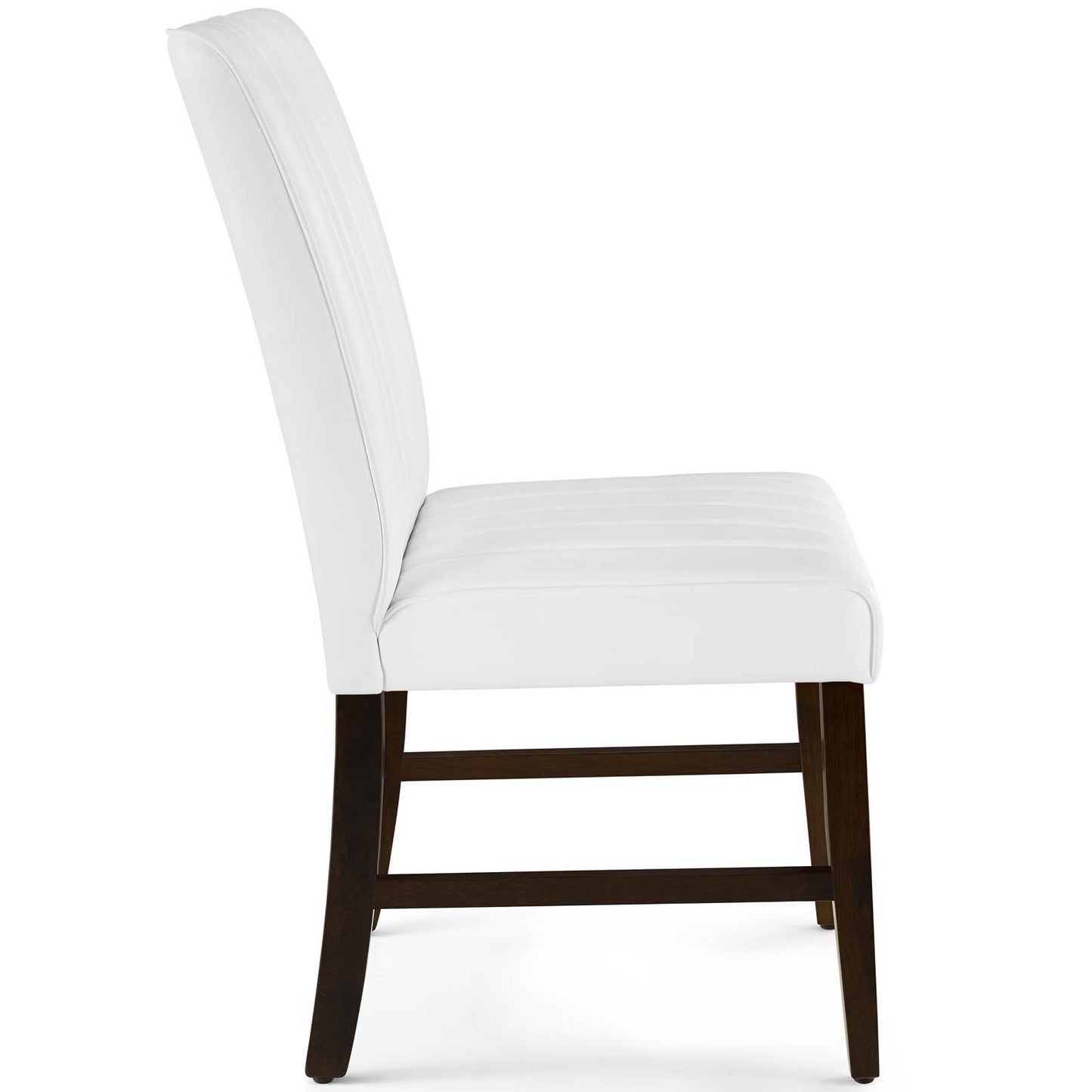 Modway Motivate Channel Tufted Upholstered Faux Leather Dining Side Chair, Set of 2, White