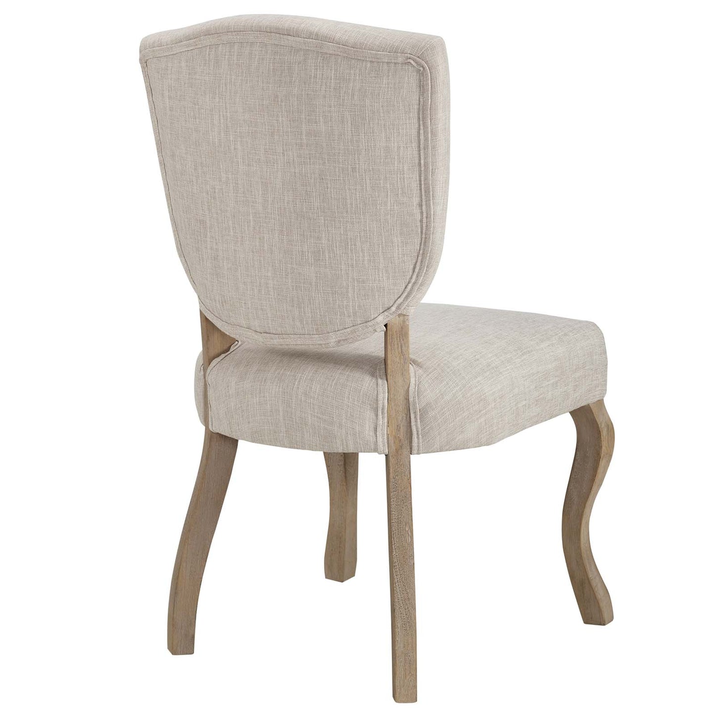 Modway Array French Vintage Tufted Upholstered Fabric Weathered Wood Four Kitchen and Dining Room Chairs