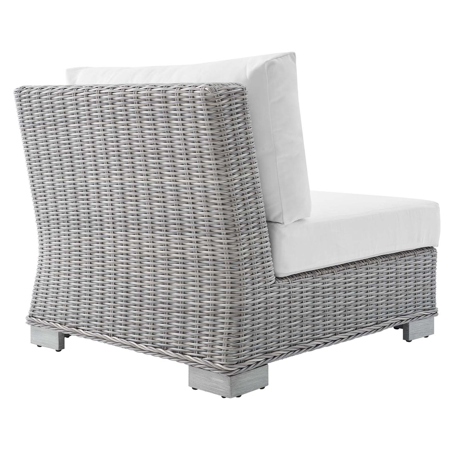 Modway EEI-3980-LGR-WHI Conway Outdoor Patio Wicker Rattan Armless Chair, Light Gray White
