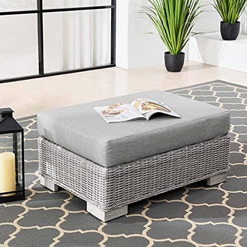 Modway EEI-4839-LGR-GRY Conway Patio Ottoman, Light Gray Gray