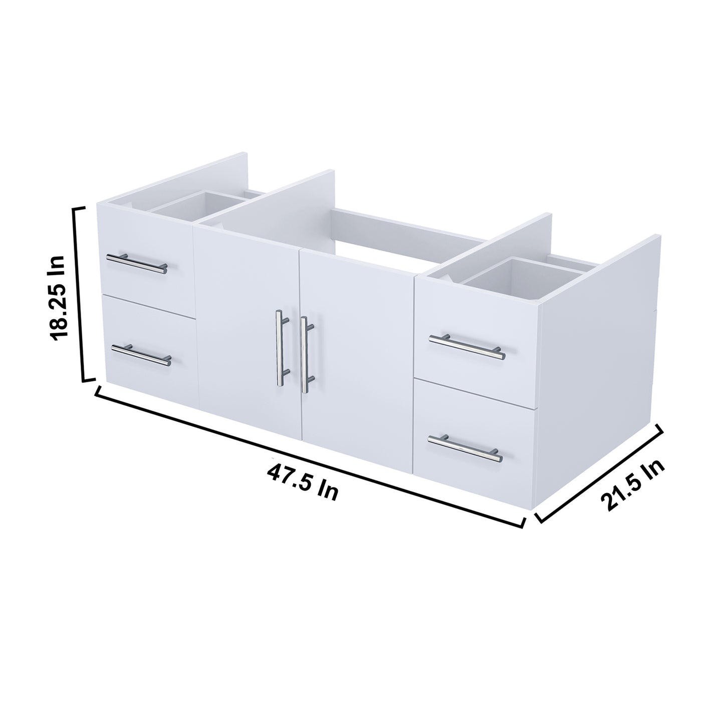 Geneva 48" Glossy White Vanity Cabinet Only