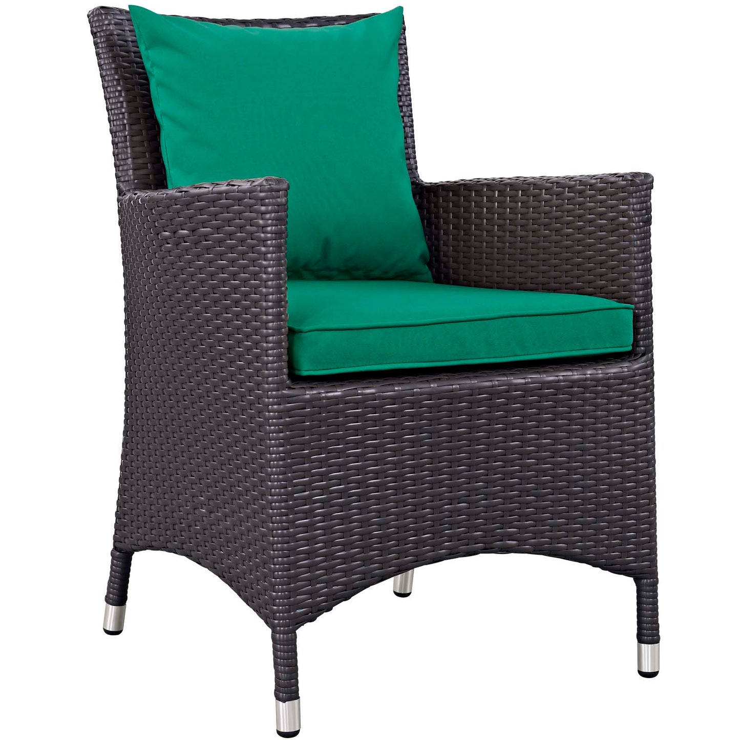 Modway Convene Wicker Rattan Outdoor Patio Dining Armchairs with Cushions in Espresso