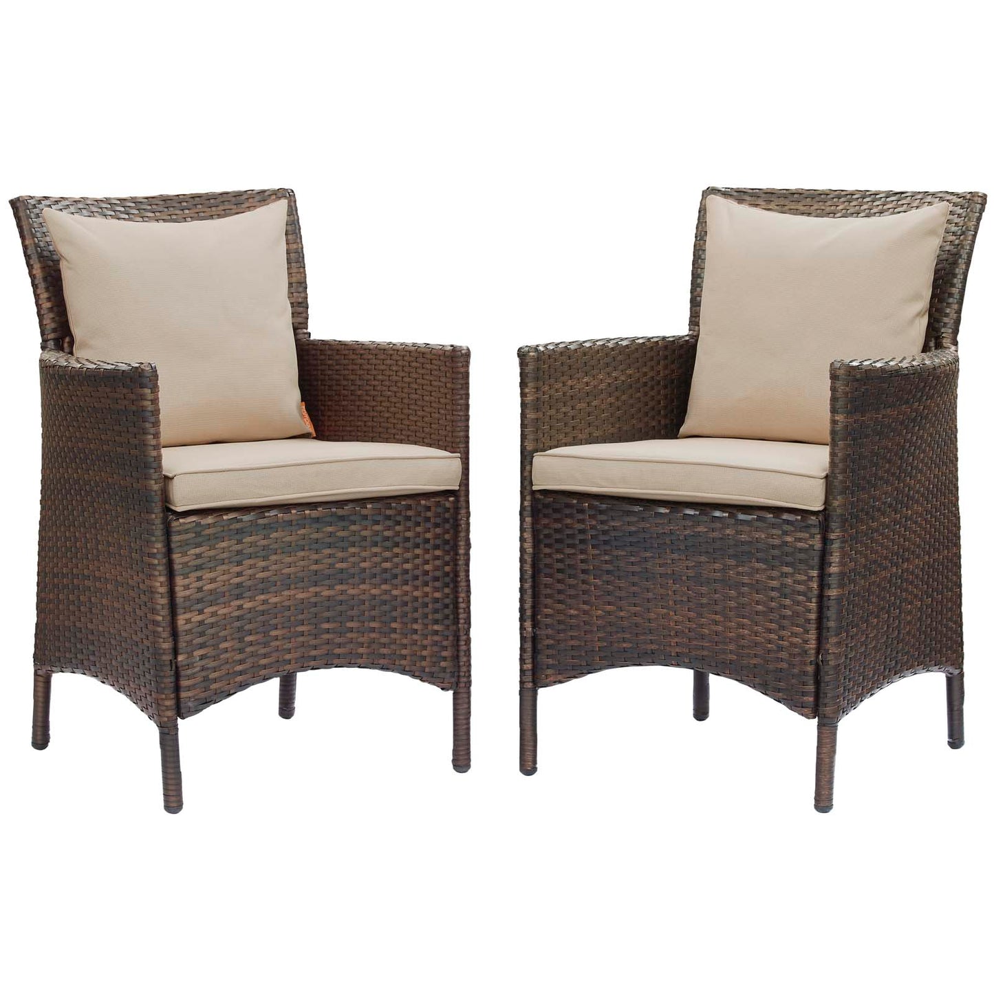 Modway Conduit Wicker Rattan Outdoor Patio Dining Arm Chair with Cushion