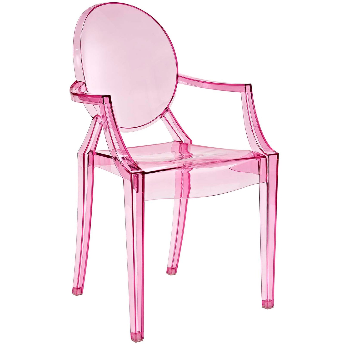 Modway Casper Modern Acrylic Stacking, Two Dining Armchairs, Pink