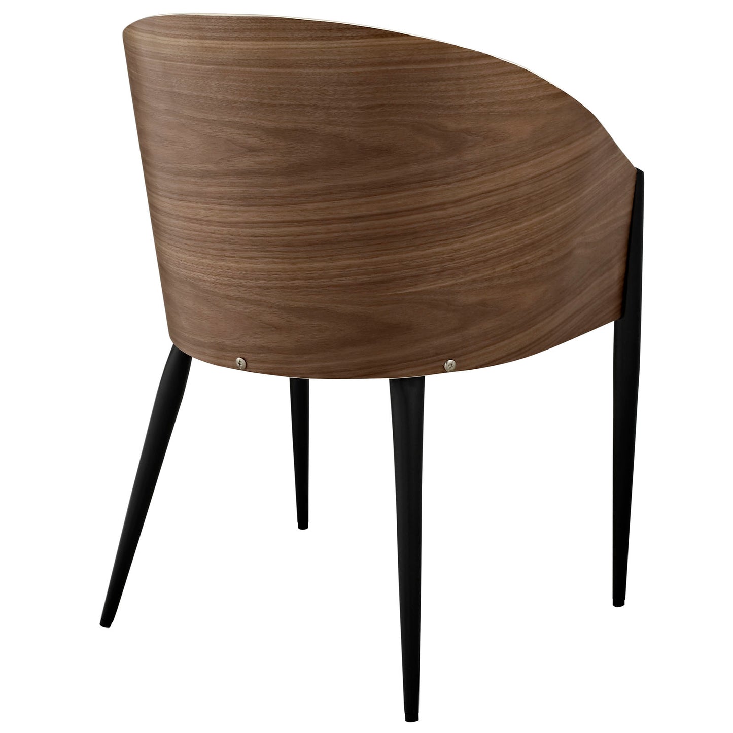 Modway Cooper Mid-Century Four Dining Chairs in Faux Leather Upholstered Seat and Black Metal Legs in Walnut