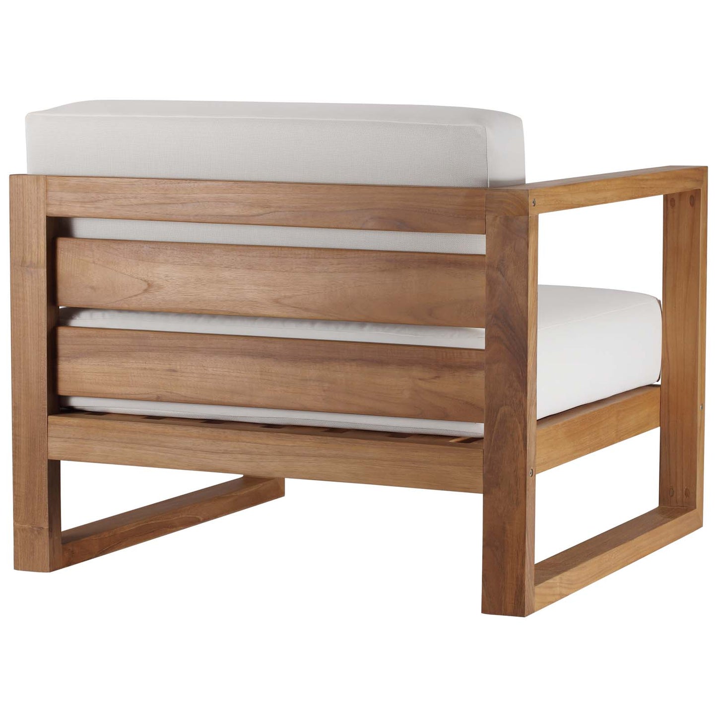 Modway EEI-4124-NAT-WHI Upland Patio Teak Wood Left-Arm Chair, Natural White