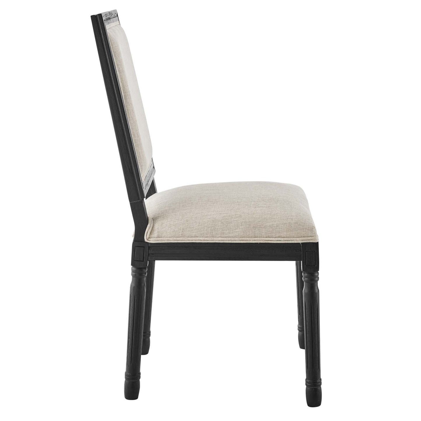 Modway Court French Vintage Upholstered Fabric Dining Chair in Black Beige