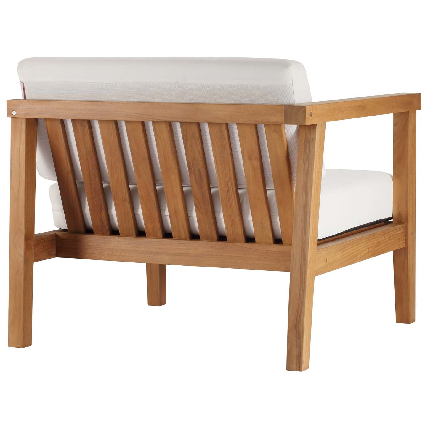 Modway EEI-4128-NAT-WHI Bayport Patio Teak Wood Left-Arm Chair, Natural White