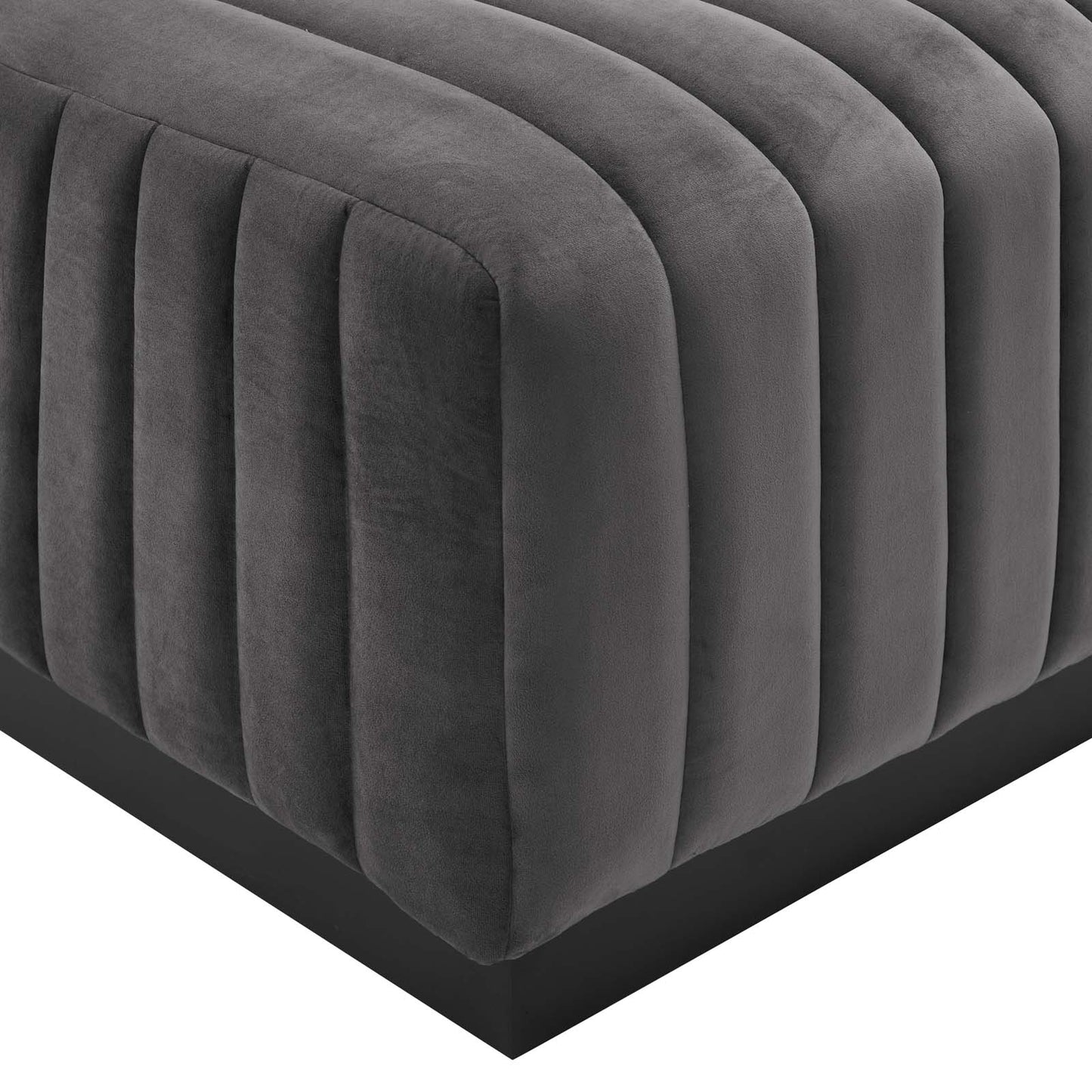 Modway Gray Conjure Channel Tufted Performance Velvet Ottoman EEI-5500-BLK-GRY