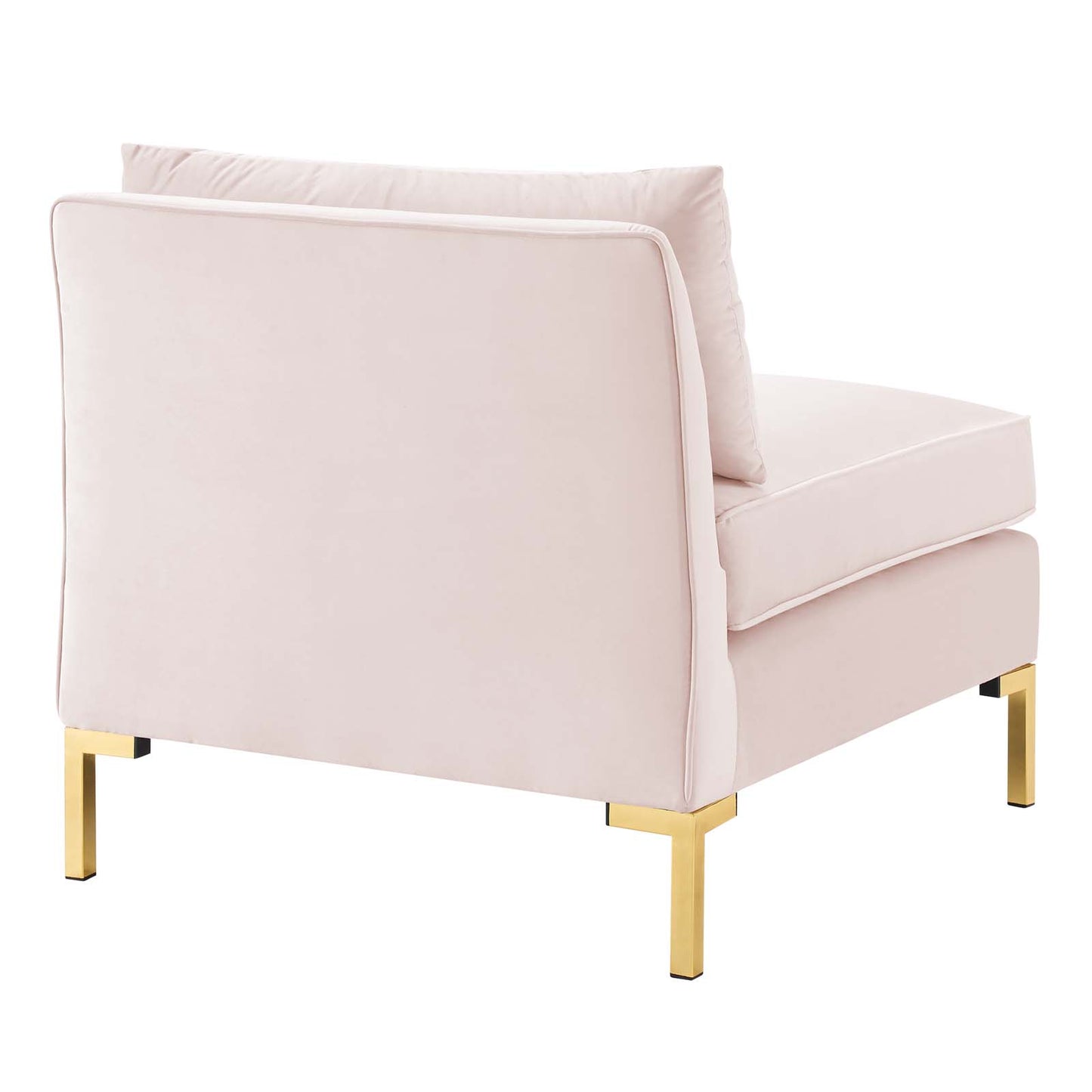 Modway Ardent Performance Velvet Upholstered Armless Sectional Chair in Pink