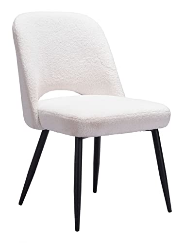 Zuo Modern Teddy Dining Chair, Ivory, Matte Black