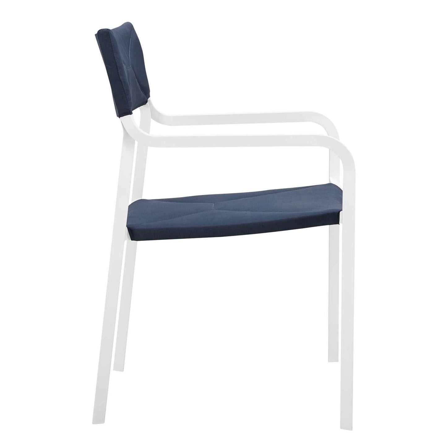 Modway Raleigh Stackable Patio Dining Armchair in White and Navy (Set of 2)