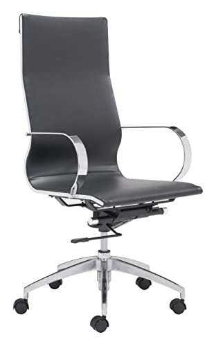 Zuo Modern 100371 Hi Back Office Chair, High Back with Lumbar Support, Tilting Mechanism, Black