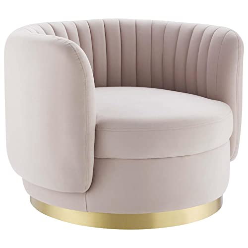 Modway Embrace Velvet Swivel Chair with Gold Pink Finish EEI-4997-GLD-PNK