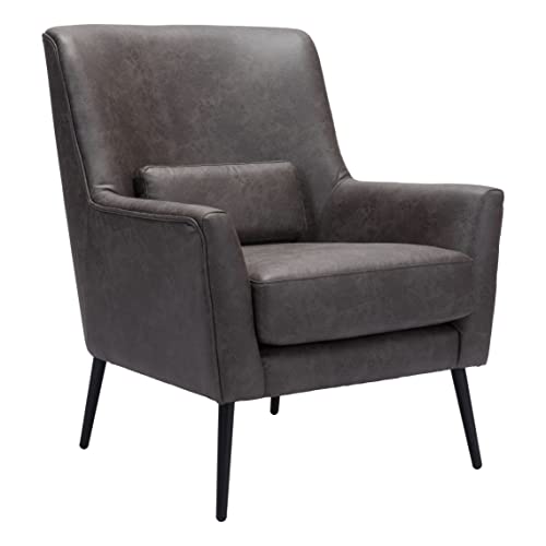 Zuo Modern - Ontario Accent Chair Vintage Black - Modern - Seating - Steel, Plywood, Foam, 100% Polyester - Indoor - 35.8in Height
