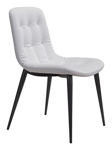 Zuo Modern Tangiers Dining Chair Set Steel, Foam, Faux Leather White, Dark Gray Indoor Weight Capacity 280 lbs Dimensions: 19.9" W x 24.8" D x 34.3" H Pack of 2