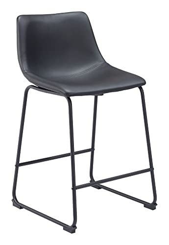 Zuo Modern - Smart Counter Chair (Set of 2) Black - Industrial - Bar - Seating - Seat - 330 lbs. Weight Capacity - Steel - Plywood - Foam - 100% Polyurethane - Plywood Wood - Powder Coated - Indoor
